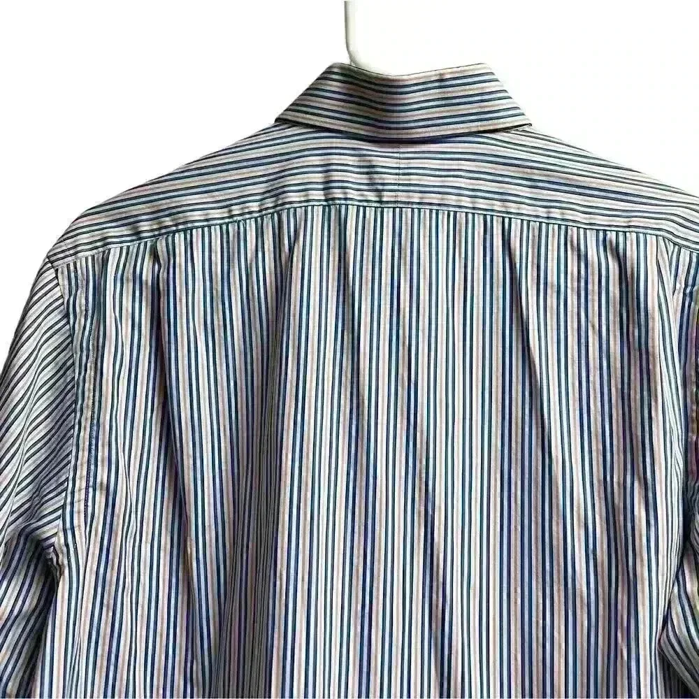 Polo by Ralph Lauren Cotton Orange Blue White Striped Long Sleeve Button Up